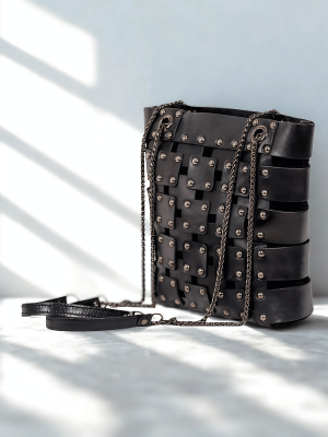Black Genuine Leather Handmade Chain Shoulder Bag – Elegant, Modern & 100% Handmade