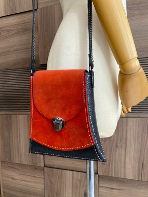 Black & Red Color, Handmade, Genuine Leather Shoulder Bag2