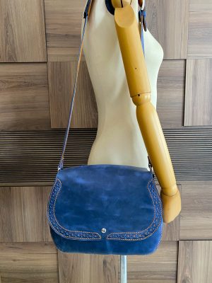 Blue Handmade, Genuine Leather, Handcrafted Shoulder Bag