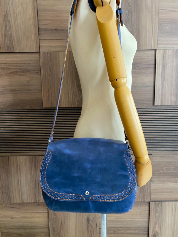 Blue Handmade, Genuine Leather, Handcrafted Shoulder Bag1