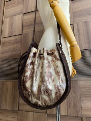 Brown Round, Genuine Leather, Handmade Shoulder Bag2