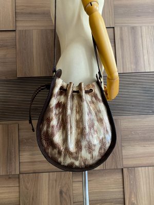 Brown Round, Genuine Leather, Handmade Shoulder Bag5