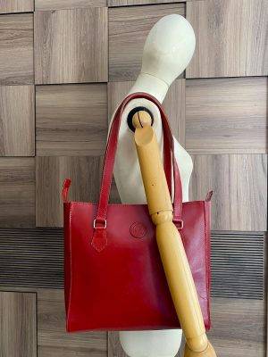 Red Genuine Leather Handmade Shoulder Bag