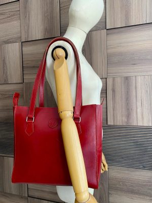 Red Genuine Leather Handmade Shoulder Bag2