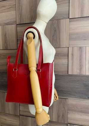 Red Genuine Leather Handmade Shoulder Bag4