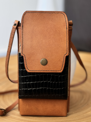 Mini Pouch Leather Crossbody Phone Bag, Handcrafted