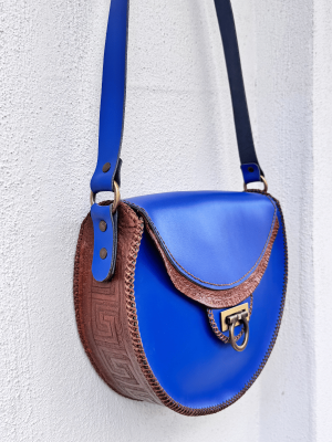 Blue Handmade, Genuine Leather, Handcrafted Shoulder Bag