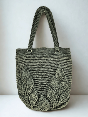 Handmade Green Crochet Bag – Medium Size Woven Shoulder Bag