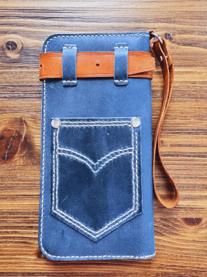 Genuine Leather Long Wallet – Handmade Unisex Slim Wallet | JEANS Long Wallet (20cm x 10cm)