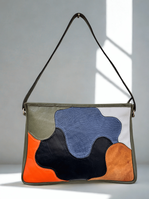 Genuine Leather Patchwork Shoulder Bag – Vibrant, Durable & Uniquely Stylish