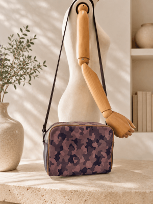 Brown Camouflage Genuine Leather Shoulder Bag for Women – Handmade Handbag