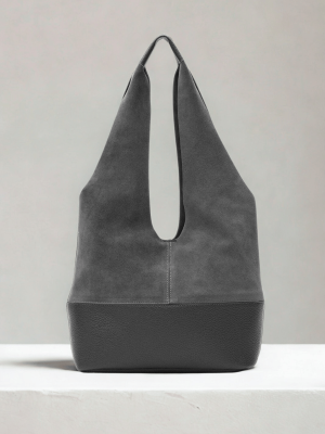 Elegant & Minimal: Gray  Genuine Suede  Handmade Leather Shoulder Bag