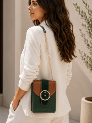 Green Genuine Leather Shoulder Bag for Women Worn Crossbody – Handmade Vintage Leather Handbag
