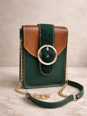 Green Genuine Leather Shoulder Bag for Women Worn Crossbody – Handmade Vintage Leather Handbag