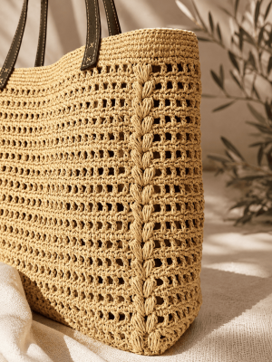 Beige Crochet Shoulder Bag for Women – Handmade Boho Style 2