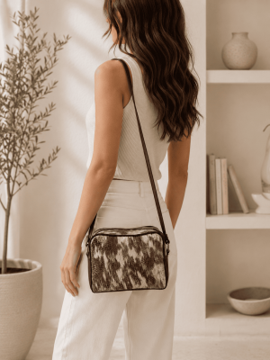 Camouflage Genuine Leather Shoulder Bag for Women – Handmade Leather Crossbody Purse