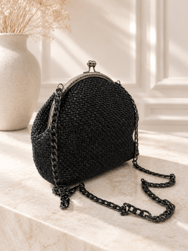 Handmade Crochet Evening Bag with Chain Strap